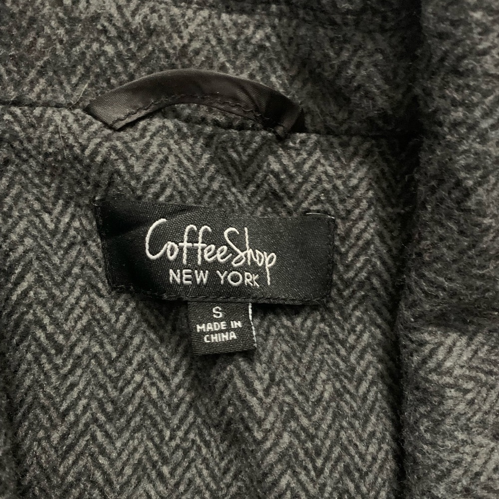 CoffeShop gray and black pea coat